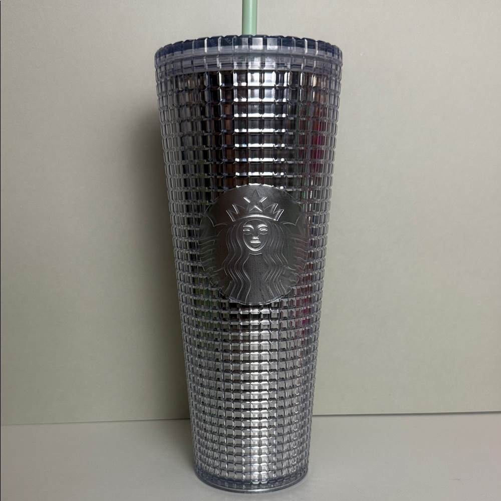 Starbucks Metallic Textured Tumbler with Green Straw